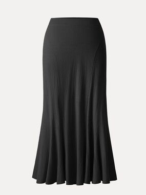 OGL Wrinkle-resistant Cotton-linen Pull-on Midi Skirt in Black size Medium NWT